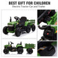 Tobbi Kids Electric Ride On Toy Tractor, 12V Battery-Powered 4 Wheels Ride On Car With Trailer, 35W Dual Motors/3-Gear-Shift/Led Lights/Usb Audio Functions For Toddlers 3-6 Years-Dark Green