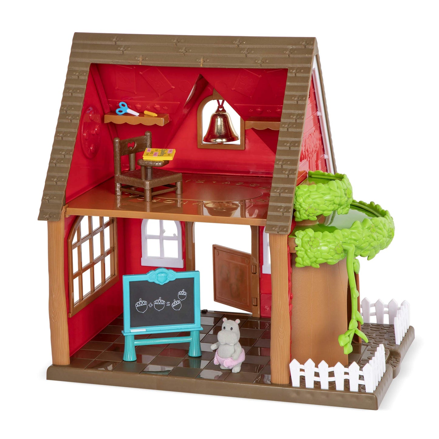 Lil Woodzeez - Woodland Schoolhouse - Dollhouse Playset - 1 Doll Figure, Miniature Furnitures & Accessories Included - Pretend P