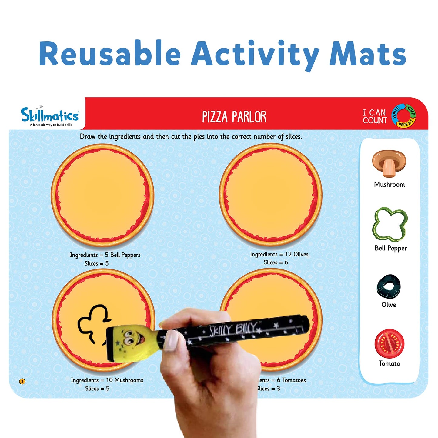 Skillmatics Educational Game - I Can Count, Reusable Activity Mats With 2 Dry Erase Markers, Gifts For Ages 3 To 6