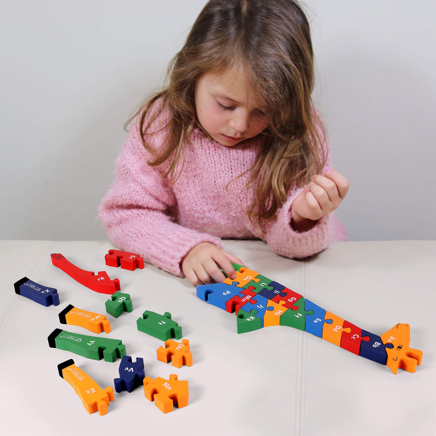 Toys of Wood Oxford Wooden Giraffe Alphabet & Number Blocks Puzzle - Large 41cm Educational Toy for 3 Year Olds