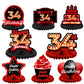 Happy 34Th Birthday Red And Black Table Honeycomb Centerpieces Balloons Theme Decor Table Decorations Table Toppers For Girls Women Princess 34 Years Old Birthday Party Bday Supplies Background Gold
