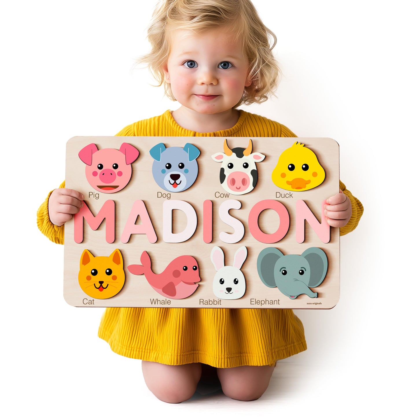 Baby Custom Name Puzzle with Animals  Custom Handmade Birthday Gift for Kids  for Toddlers  Special New Baby Gift  Wood Puzzle