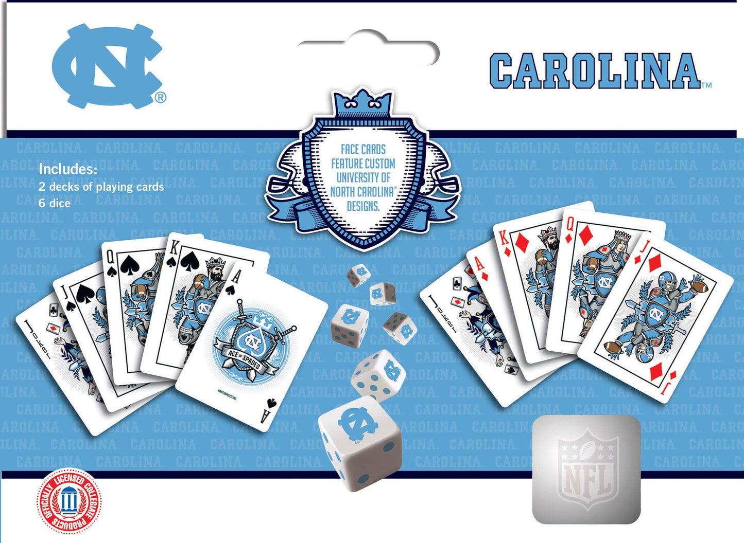 MasterPieces Game Day - NCAA UNC Tar Heels 2-Pack Playing Cards & Dice Pack - Officially Licensed Set for mature-themeds and Family