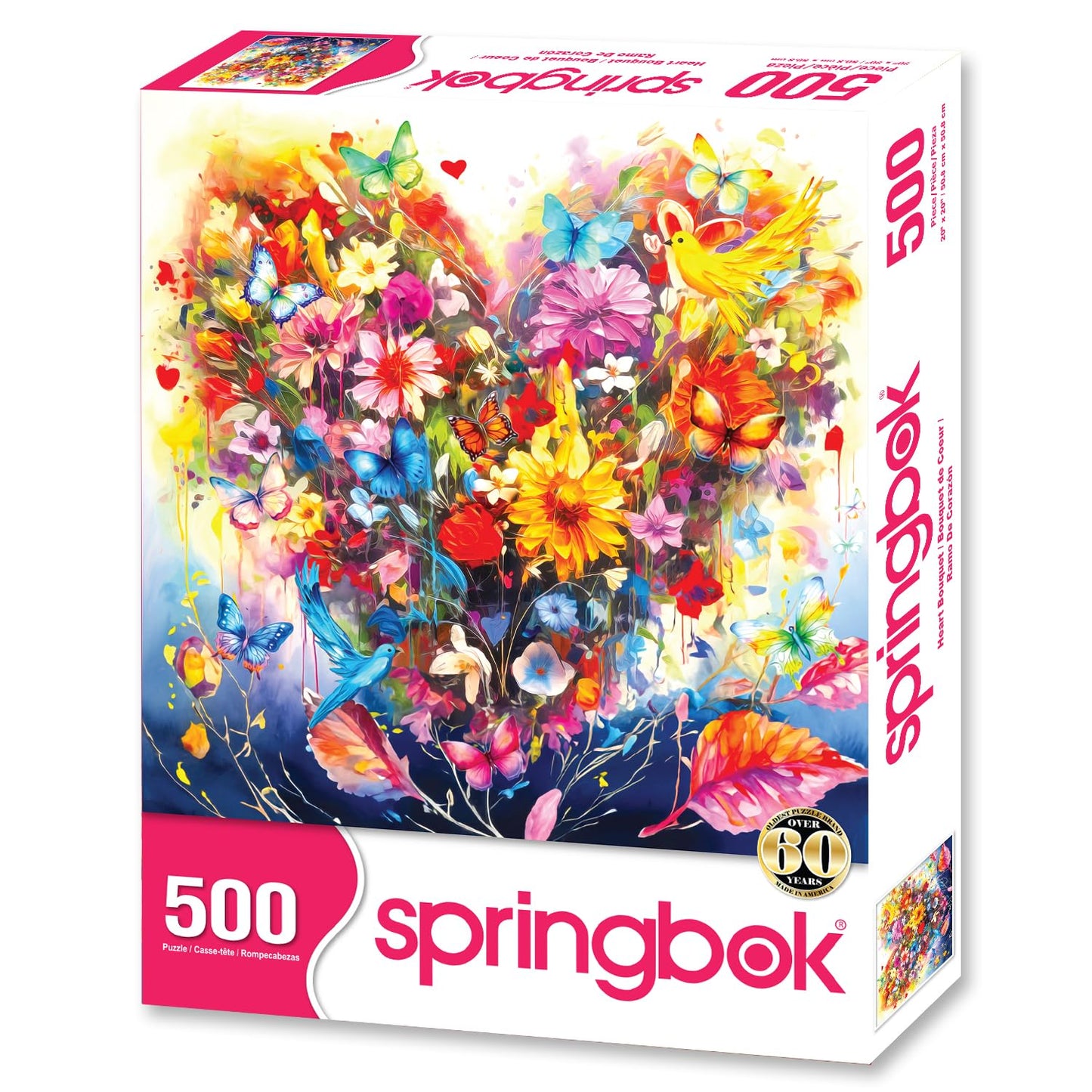 Springbok 500 Piece Jigsaw Puzzle - Floral Heart by Claudia McKinney, 20" x 20", Cardboard, Perfect for Mother's Day Gifting
