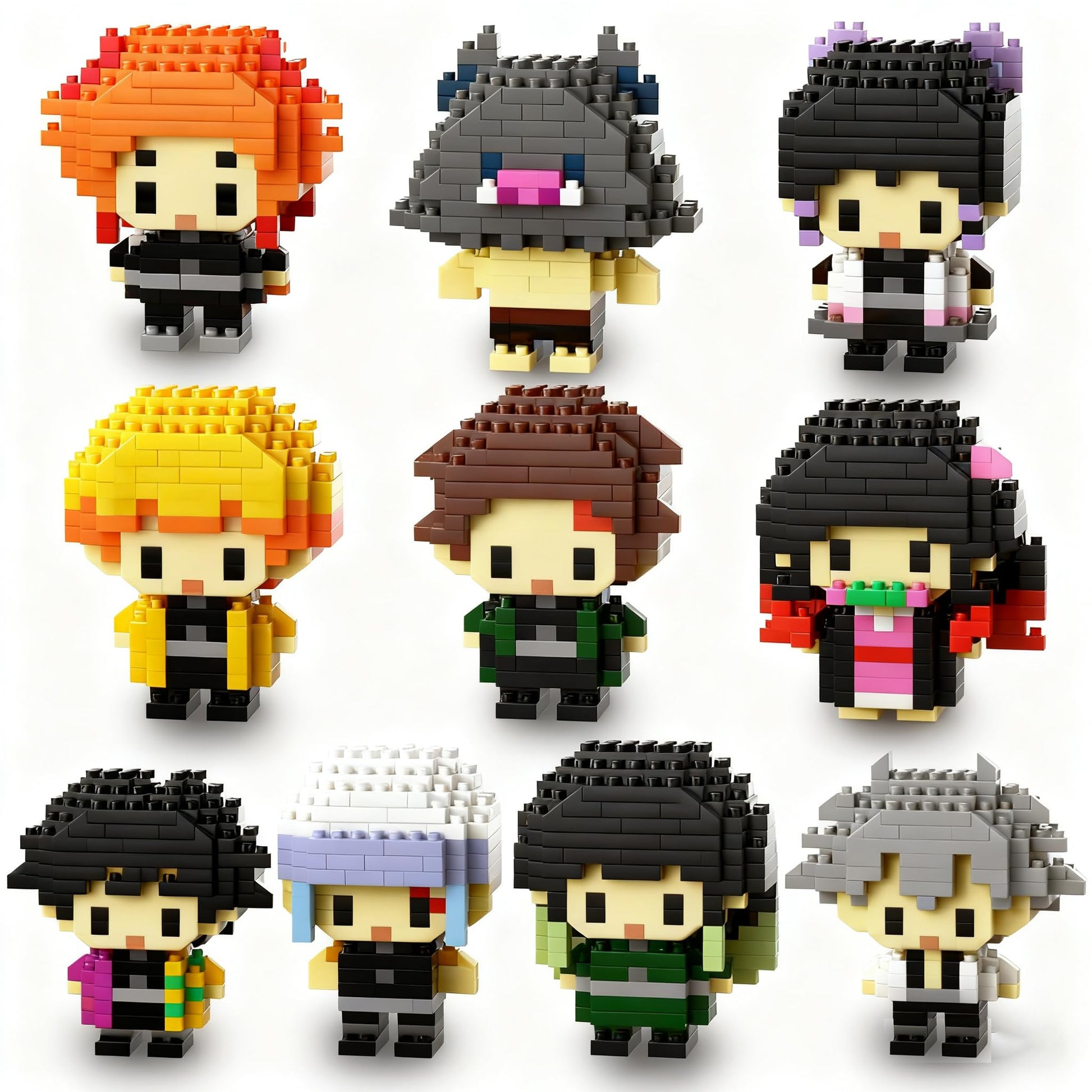 10 Kill Demon Figures Building Block Set  Top Popular Monster Slayer Characters Micro Brick Models Head Not Compatible with lego  Japanese Manga Toy Merch Collectible Gift for Fans  Teen 14+ (2000PCS)