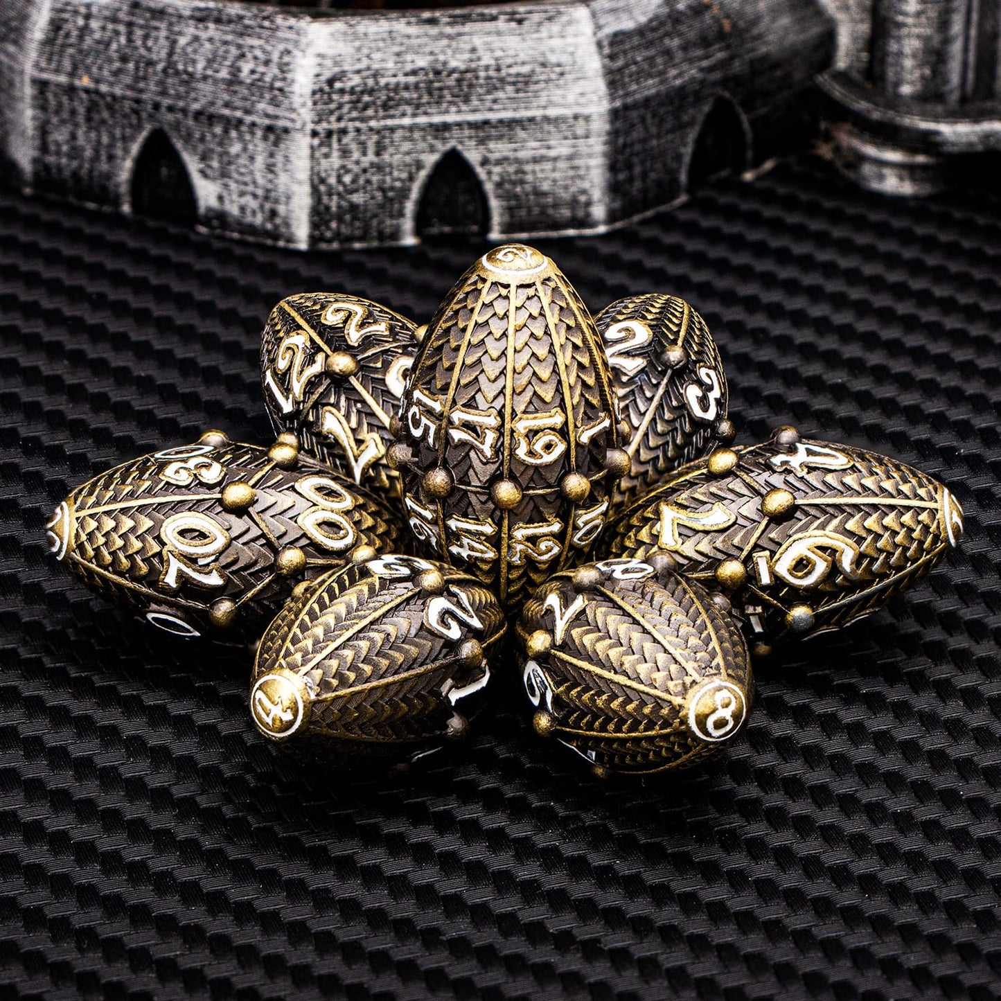 ARUOHHA DND Metal Dice Bronze Dragon Egg Dice with Rotating Dragon Egg Shell, Dungeons and Dragons Role Playing Game RPG D&D Dic