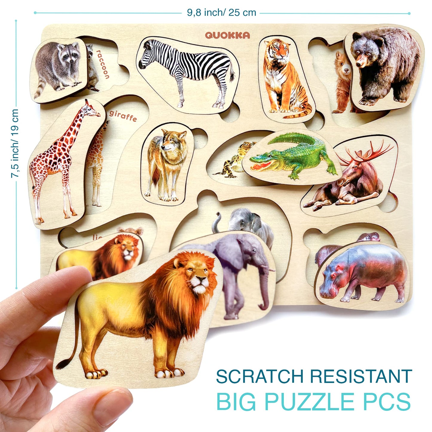 Quokka Wooden Puzzles For Toddlers 1-3 - 3Xset Toddler Puzzles Aes 2-4 - Montessori Animal Toy Puzzles For Toddlers 3-5 Year Old - Wood Toy Learning Realistic Animals For Boy And Girl