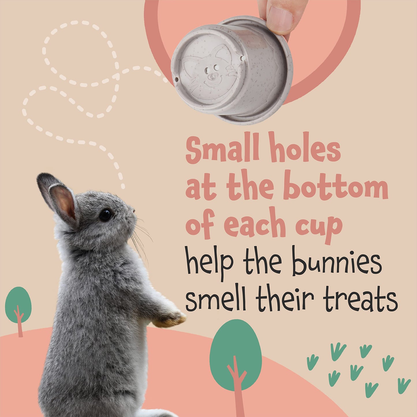 [8 PC] Stacking Cups for Rabbits - Wheat Straw Rabbit Toys with Cute Animal Designs - Bunny Stacking Cups to Play with Rabbits - Nesting Toys for Rabbits to Keep Busy - Graduated Sized Stackable Toys