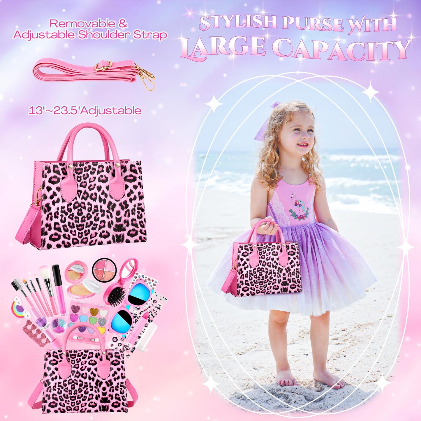 GIFTINBOX Kids Makeup Kit for Girl Toys, Washable Girls Makeup Kit for Kids with Bag, Makeup Sets for Girls Toddler Princess Toy