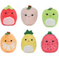 Squishville By Squishmallows Mini Plush Fruit Squad, Six 2' Soft Minimallow Plush, Irresistibly Colorful Fruits, Mini Peach, Pineapple, And Watermelon