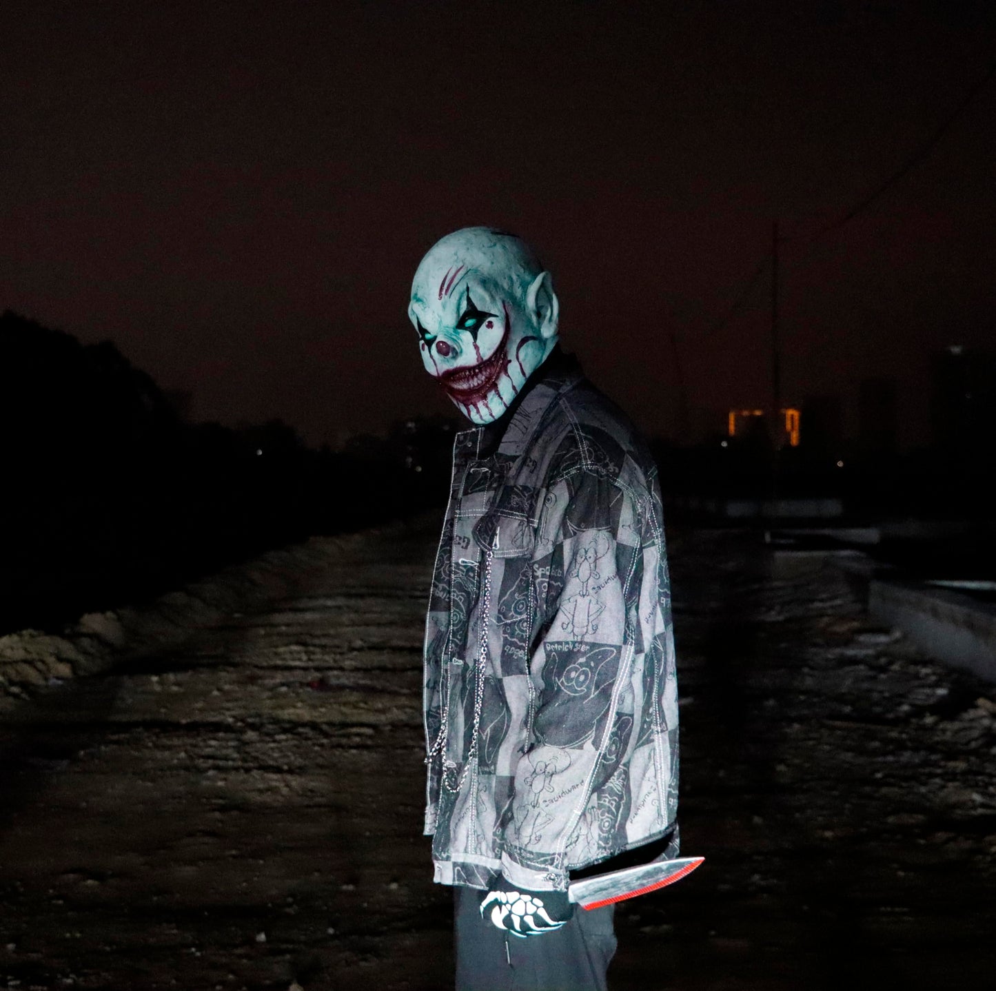 Stobbod Horror Clown Mask Scary Evil Killer Halloween Cosplay Mask Creepy Demon Masquerade Party Costume Accessories Full Head L