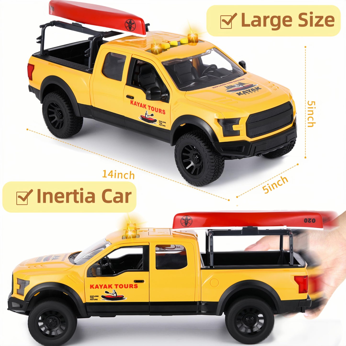 DDZOOU Big Truck Toys for Boys Ages 4-7, F150 Raptor Toy Pickup Truck with Light and Music, Perfect for Boys 8-12 Years Old.