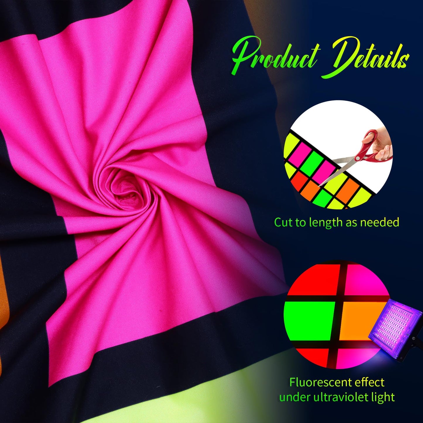 Haull 236 x 39 Inch Neon Light up Dance Floor Aisle Runner Glow in The Dark Blacklight Neon Party Decorations UV Reactive Fluore