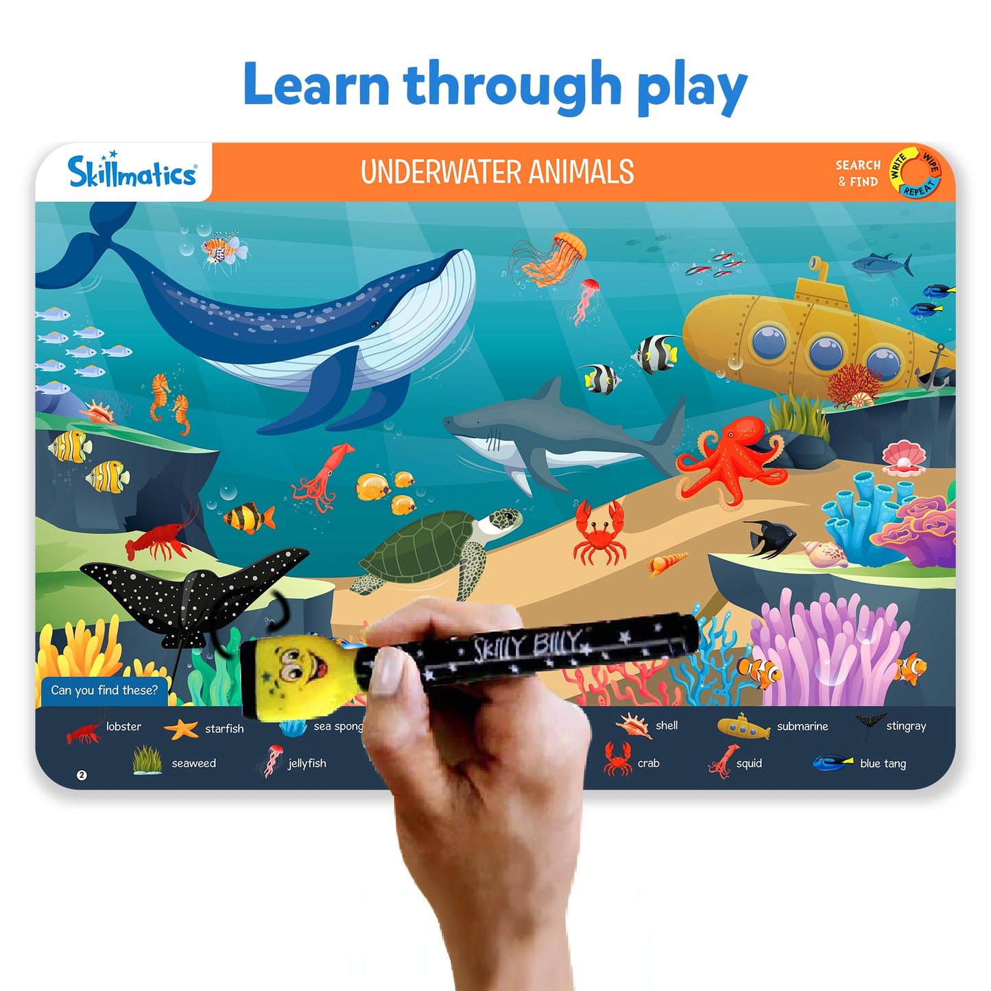 Skillmatics Search and Find Animals Game - Reusable Preschool Learning Activity, Multicolor, Model SKILL330SFBA, Ages 3-6