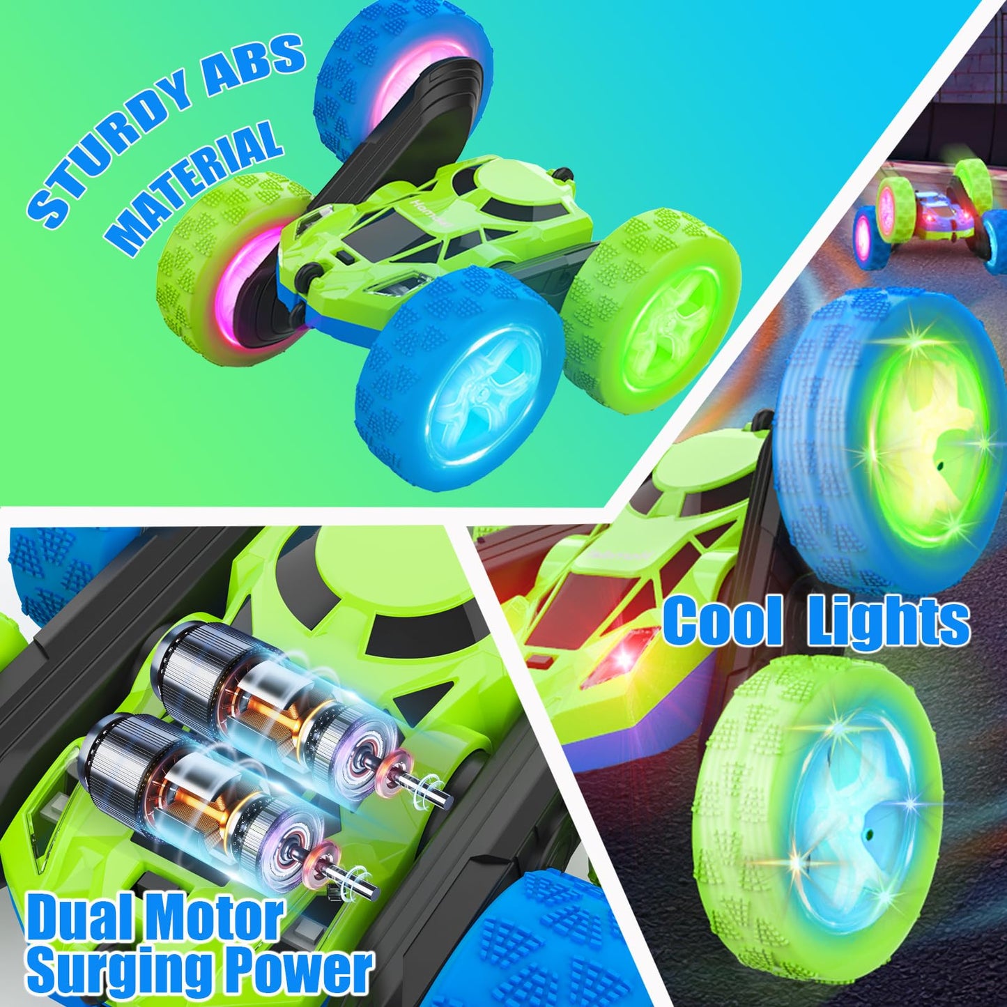 Remote Control Car for Kids RC Stunt Cars with Cool Wheel Lights 360 Rotating Boys Toys for Ages 6 7 8 9 10-12 Kids Gift Ideal(B