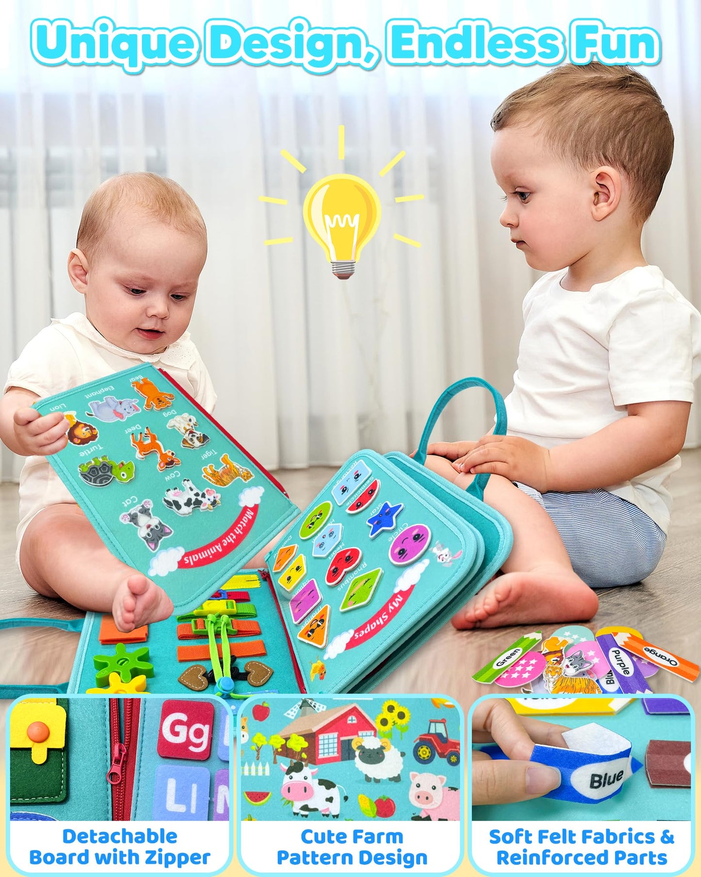 Walenty Toddler Busy Board Montessori Toys For 1 2 3 4 Year Old Boy Girl Birthday Gifts, Busy Book Sensory Learning Toys For Tod