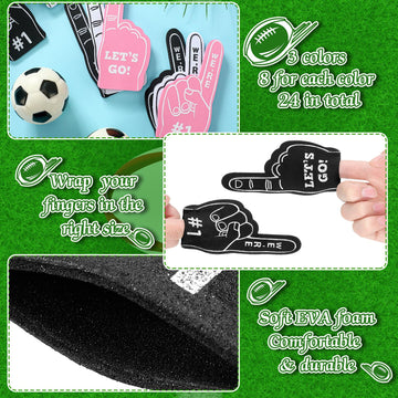 Sinmoe 24 Pcs Sports Fan Foam Finger Mini Foam Fingers Foam Hand Foam Finger 1 For Sports Themed Birthday Party Supplies Sport E