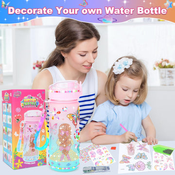 Decorate Your Own Water Bottle Kits For Girls Age 4-13, Butterfly Gem Girls Diamond Painting Crafts, Arts And Crafts Kits Toys Birthday Gifts For 4-12 Year Old Girls Kids (Butterfly 600Ml)