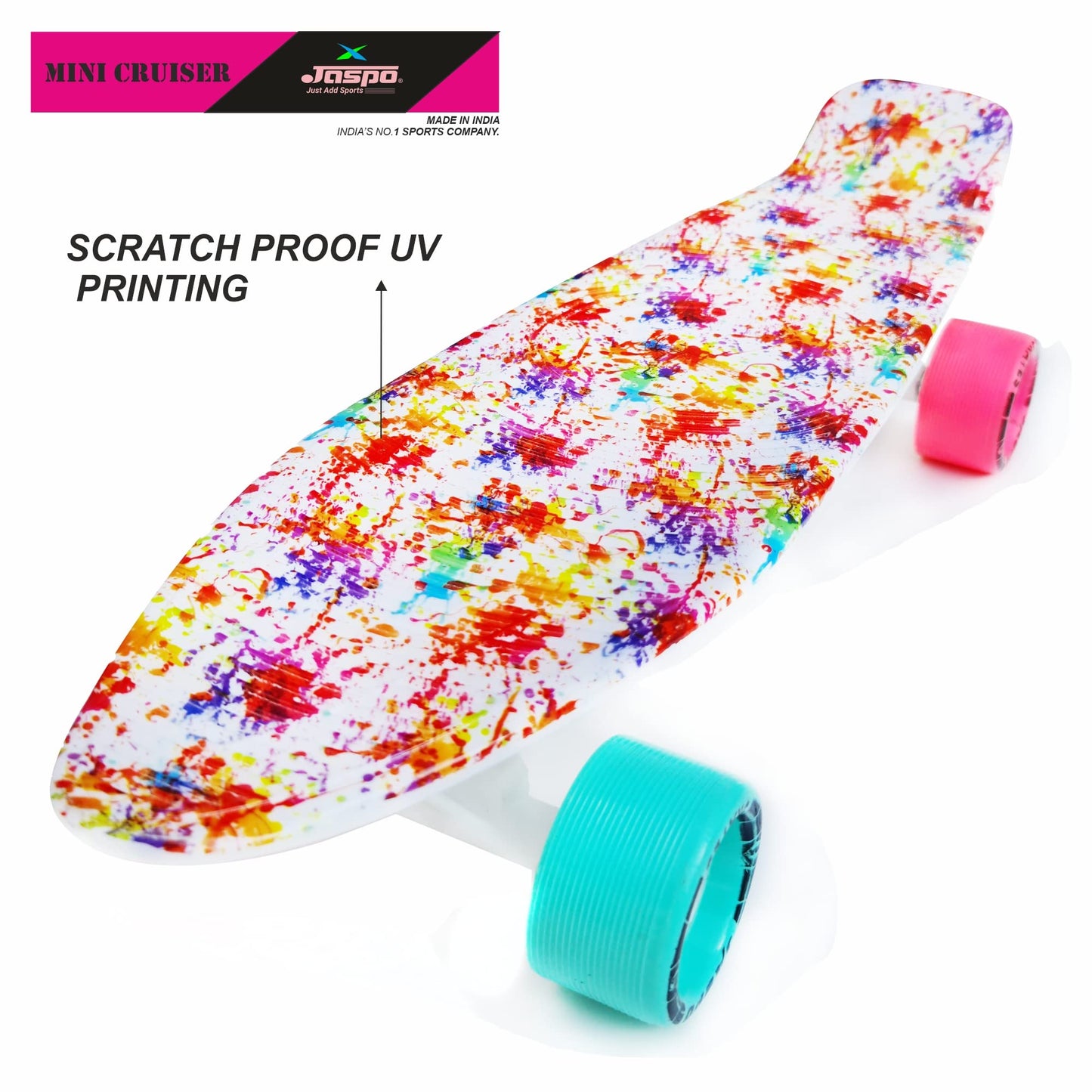 jaspo Fun Candy Fiber Skateboard 25.5  Inx 7  In Specially Designed For Beginners-(Age Above 10 Years), Multicolor