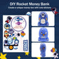 Rocket Ship Piggy Bank For Boys Money Safe Astronaut Piggy Banks For Kids Cash Coin Can Atm Bank Coin Money Bank For Kids With K