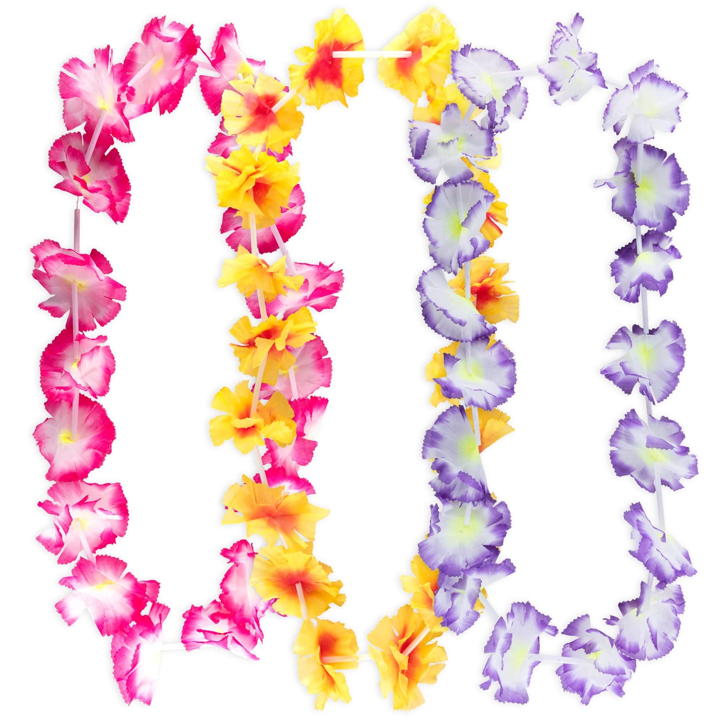 Super Z Outlet Giant Hawaiian Ruffled Simulated Colorful Luau Silk Flower Leis Jumbo Necklaces for Tropical Island Beach Theme P