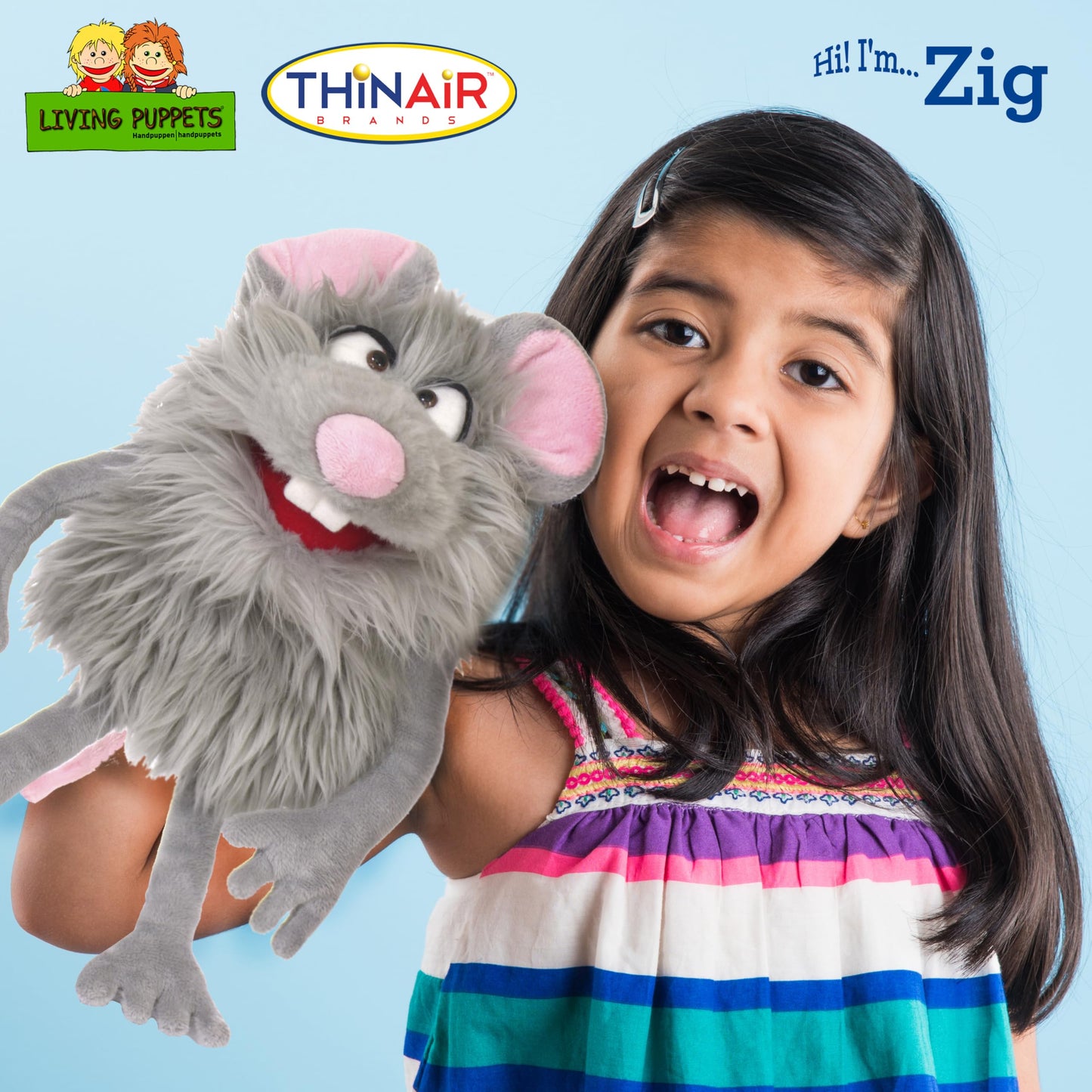 Living Puppets 14-Inch Friendly Grey Monster Hand Puppet - Fine European Design, Ultra-Soft And Cuddly, Promotes Child Developme