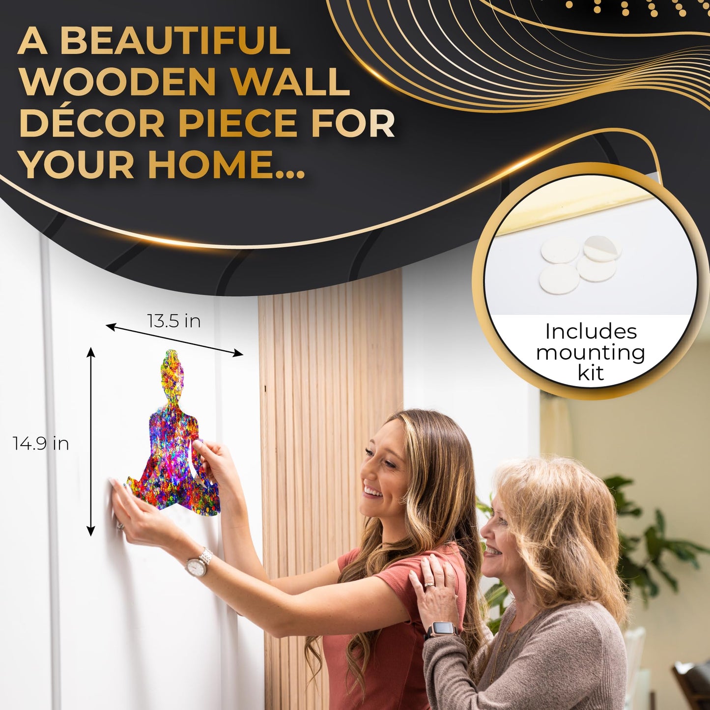 ZenChalet Wooden Jigsaw Puzzle - 200 Pcs Yoga Pose Design, 13.5 x 14.9 Inches, Unique Shaped, Challenging Puzzle for Adults