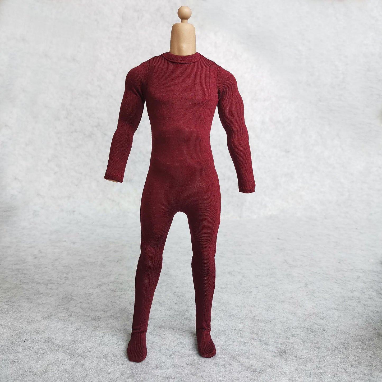 1/6 Scale Male Figure Clothes Long Sleeved Bodysuit Undercoat Jumpsuit Cloth for 12'' Action Figure Doll Clothes (Red)