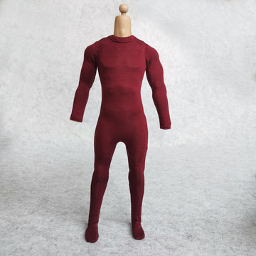 1/6 Scale Male Figure Clothes Long Sleeved Bodysuit Undercoat Jumpsuit Cloth for 12'' Action Figure Doll Clothes (Red)