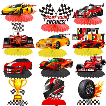 C L cooper life 12Pcs Race Car Birthday Centerpieces for Children Car Racing Decorations for Race Car Birthday Supplies Race Car