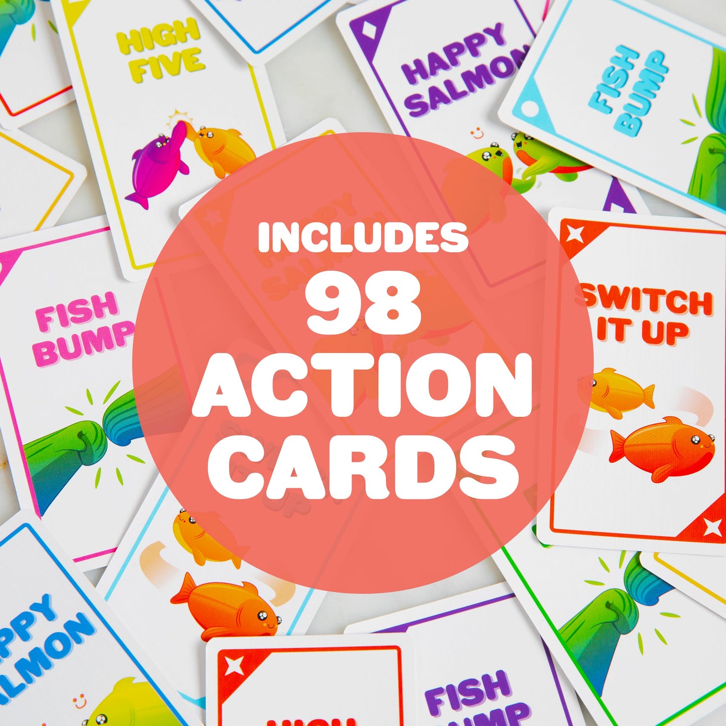 Happy Salmon by Exploding Kittens - 3-8 Players - Ages 6+ - 90 Second Rounds - Easy to Learn Quick Matching Card Game - Ideal for Party  Family Game Night  Kid and mature-themed