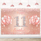 Happy 11Th Birthday Banner Backdrop - 11 Birthday Party Decorations Supplies For Girls Or Boys - Rose Gold 4 X 7Ft