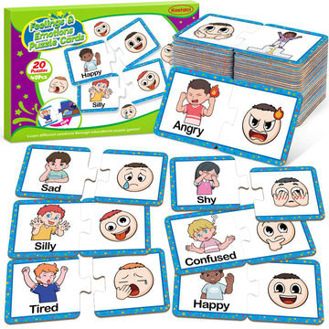 Kasfalci Feelings & Emotions Puzzle Cards,Feelings Chart Toys for Kids,Social Emotional Learning Activities,Speech Therapy Games