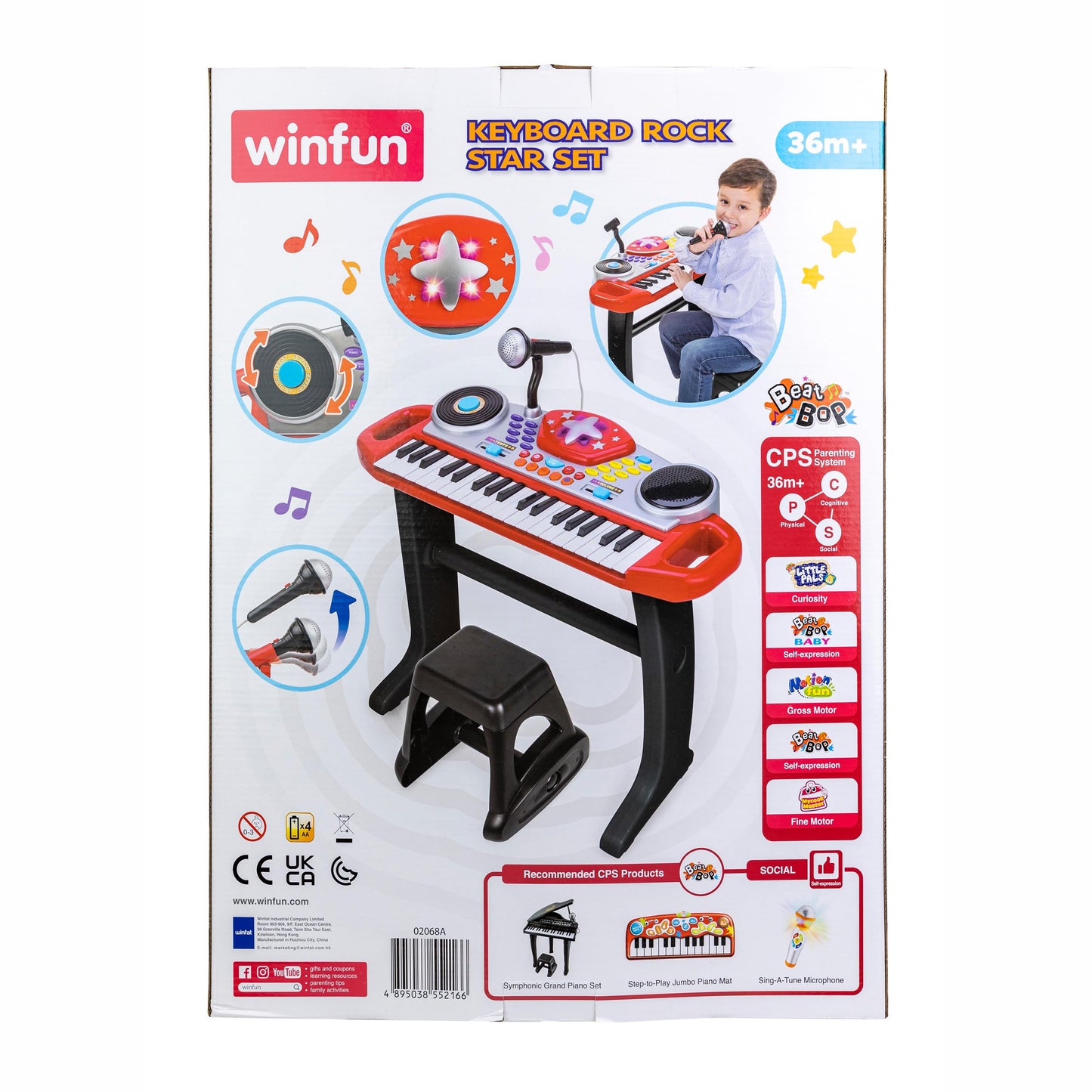 Winfun Keyboard Rock Star Set 37 Key Electronic Keyboard With Flashing Lights Microphone Stand Stool And Record/Playback Feature