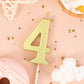 PHD CAKE 2.76 Inch Modern Gold 4 Number Birthday Candles, Gold Number Candles, Cake Number Candles, Party Celebration