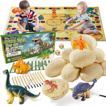 Stuffed Easter Eggs Basket Stuffers - 12 Dinosaur Toys Easter Gifts For Kids Dino Fossil Eggs Dig Excavation Kit W Play Mat Christmas Birthday Gift For Boys Girls Ages 3 4 5 5-7 6 7 8 + 8-13 Years Old