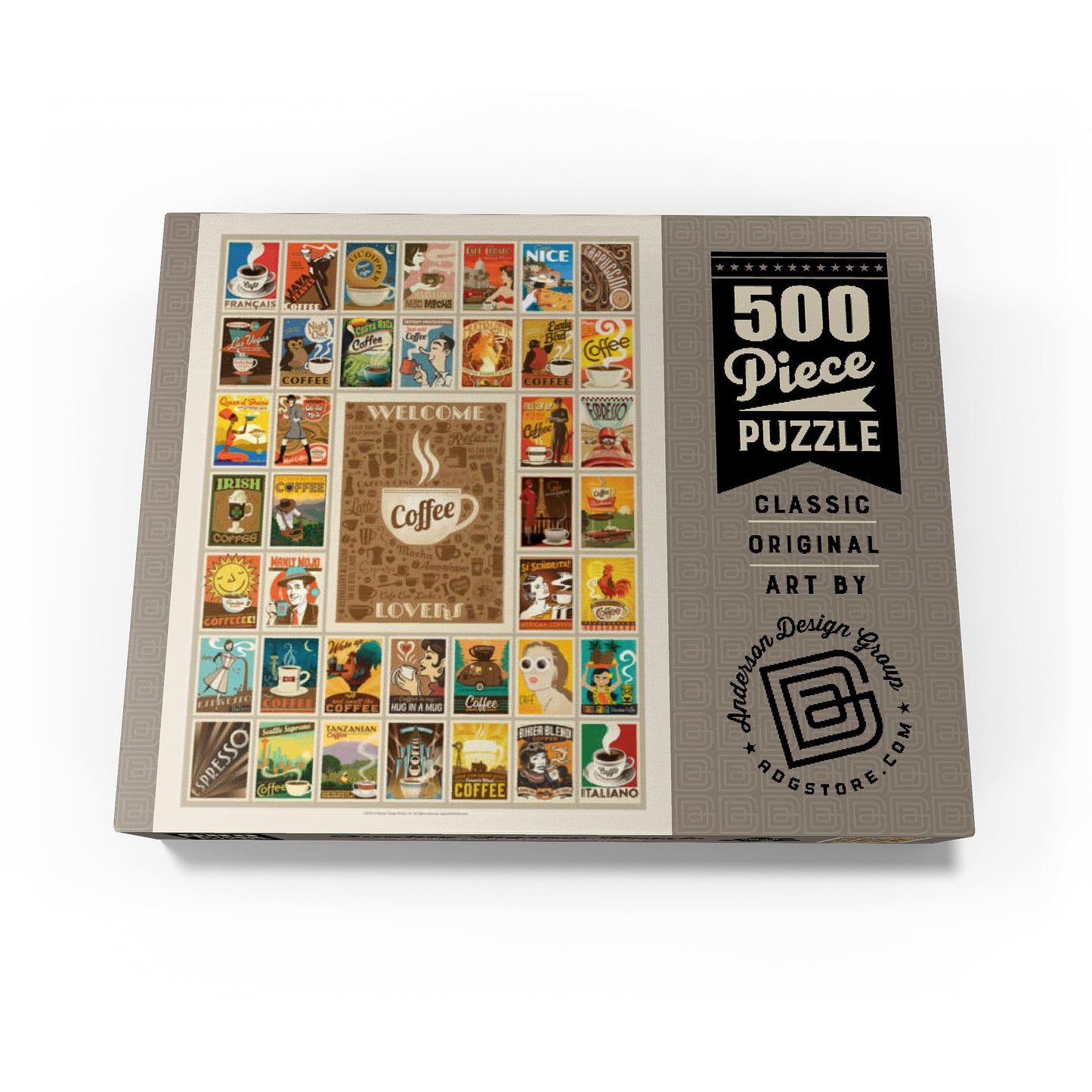 MyPuzzle Coffee Collection: Multi-Image Print  Vintage Poster - enhanced 500 Piece Jigsaw Puzzle for mature-themeds