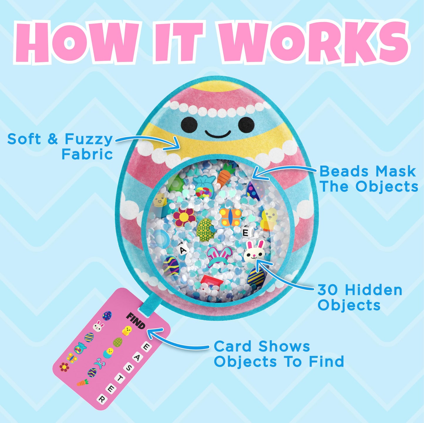 Bizyboo Easter Egg Busy Bag Scavenger Hunt - Hidden Object Search Sensory Matching Game For Kids 2 And Up (Easter Egg Basket)
