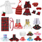 Jerify 24 Pcs Christmas Elf Doll Accessories Set Include Skirts White Bathrobe Plaid Sleeping Bag Fluffy Vest Scarf Stockings Eye Mask Glasses Kitchen Apron And Hat For Christmas Elf Doll Outfit