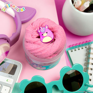 Original Squishmallows Lola The Unicorn Premium Scented Slime, Cotton Candy Scented, 8 Oz. Fluffy Slime, 2 Fun Slime Add Ins, Pre-Made Slime For Kids, Great 6 Year Old Toys, Super Soft Slime Toy