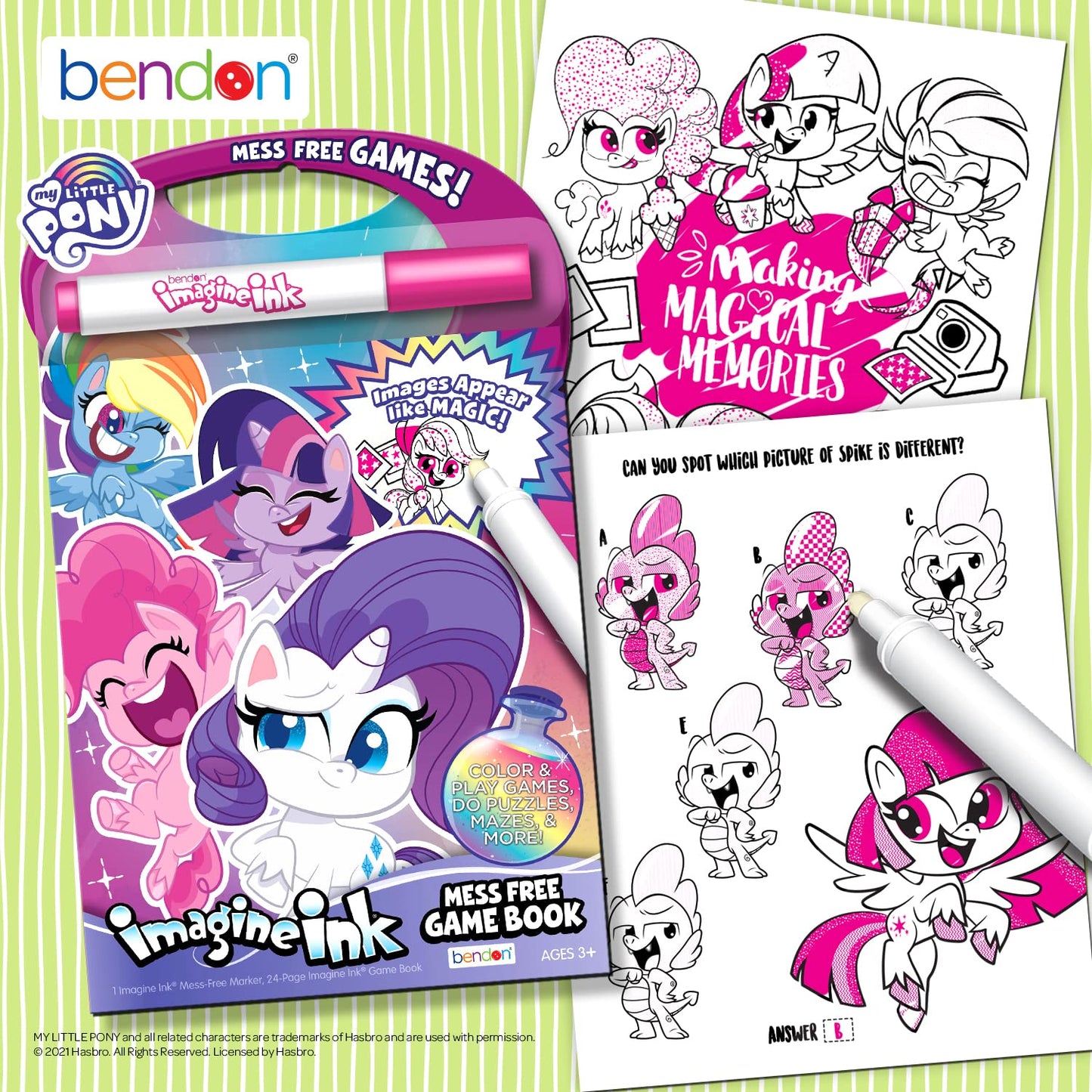 Bendon My Little Pony Coloring Game Book - 20 Pages, Mess-Free Marker, Small, Multicolor, Model 49934