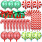 Arrowbash 72 Pcs Christmas Balloons Decorations Set Candy Cane Gift Box Foil Balloons Set Red and Green Lollipop Decorations for