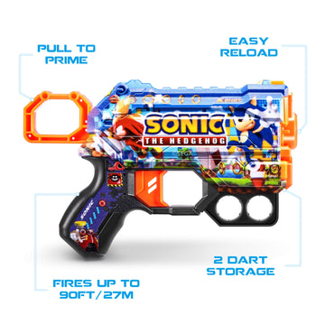 X-Shot Skins Menace - Sonic Mega (2 Pack + 16 Darts) By Zuru, X-Shot, Easy Reload, Air Pocket Dart Technology, Toy Foam Dart Blaster For Kids, Teens, Adults, Frustration Free Packaging