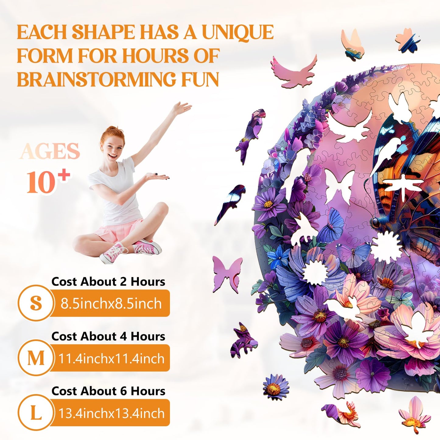 Wooden Puzzles for mature-themeds  Butterfly and Moon Wood Puzzles mature-themed  Unique Animal Shaped Wooden Jigsaw Puzzle  Christmas Birthday Gifts for Puzzle Lovers  Family and Friends(M-11.4 * 11.4in 200pcs)