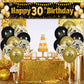 30Th Birthday Decorations For Men Women Black And Gold, Black Gold Birthday Yard Banner Sign And 18 Pcs 30Th Happy Birthday Balloons For 30Th Anniversary Birthday Party Supplies Outdoor Yard Decor