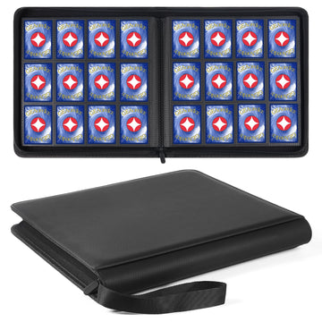 GEAoffice Trading Card Binder 12 Pocket Hold 720 Cards  enhanced PU Cover Zipper Collection Binder  Ringless Sturdy Side Loading Card Album Folder for YuGiOh  MTG  TCG  Game & Sports  Non-PVC  Black