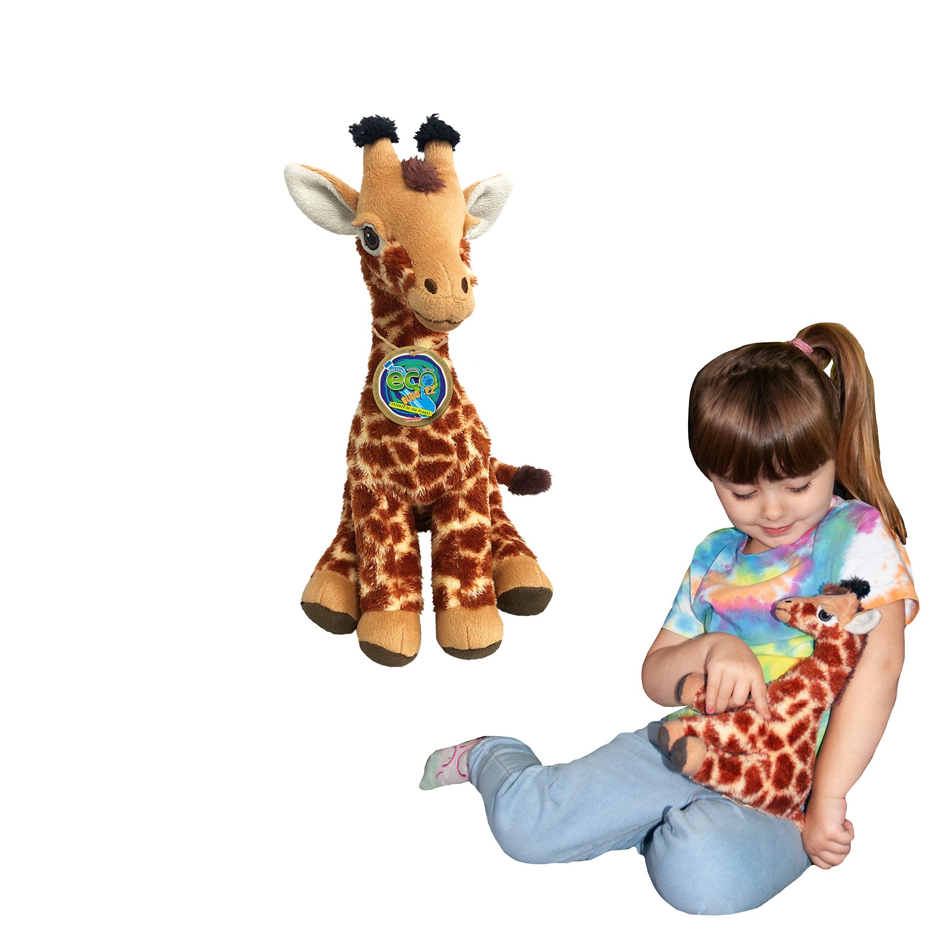 Ecobuddiez - Giraffe From Deluxebase. 9-Inch Sustainable Plush Animal From Recycled Materials, Eco-Friendly Soft Stuffed Toy, Ch