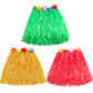 Gejoy 3 Set Grass Skirts for Kids Girls Elastic Hawaiian Hula Dancer Grass Skirt with Flower Leis for Luau Party Costume Set