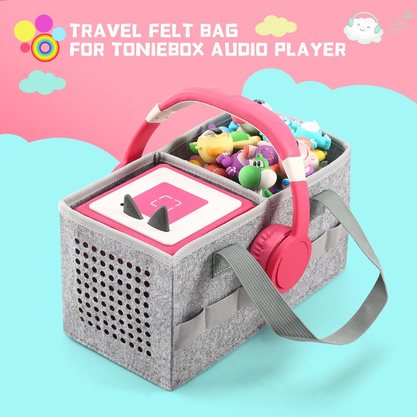 Ouknak Carry Bag For Toniebox Starter Set And Tonies Figure, Protective Case Organiser With Plenty Of Space For Toniebox Accesso