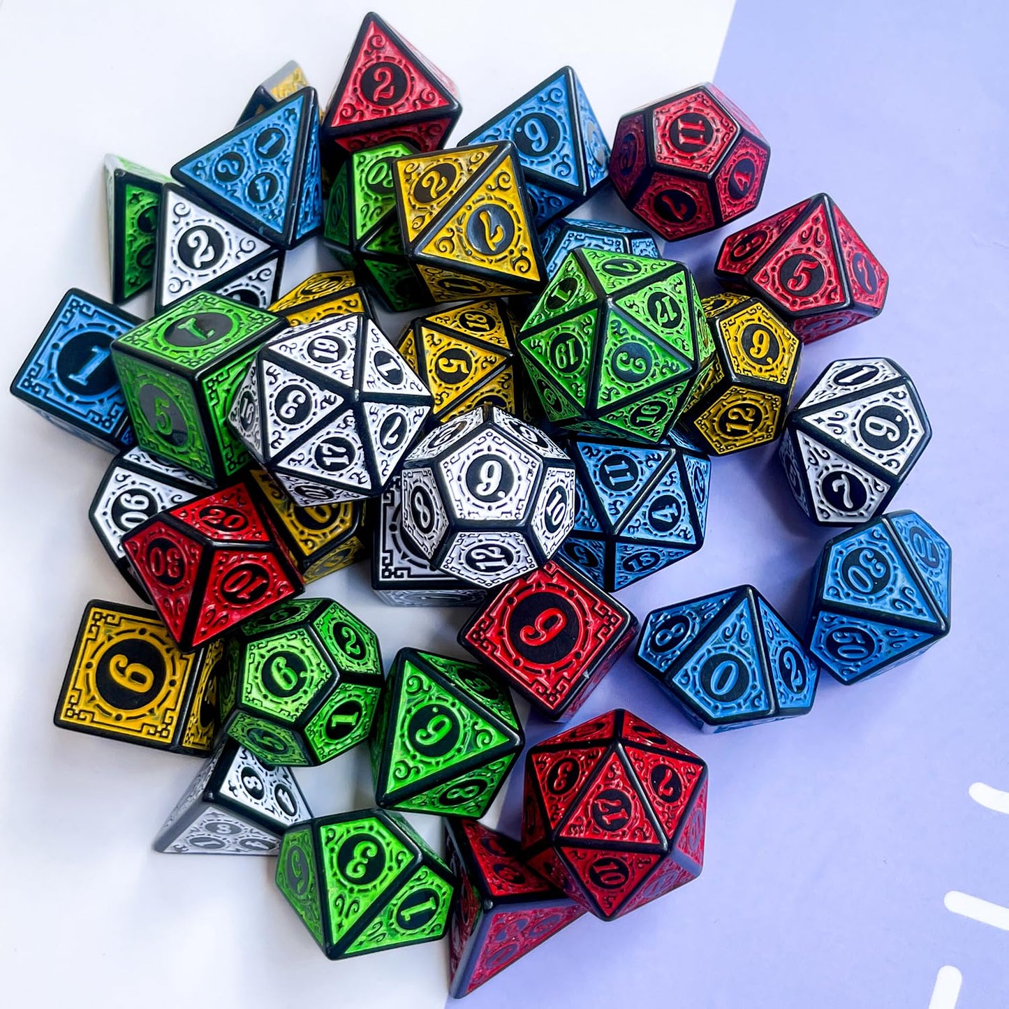 35Pieces DND Dice Set| Carving Dice Polyhedral Dice Set for Board Game